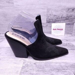 Rebel Wilson Rhythm and Blues Extended Vamp Suede Mule Black Women's 8.5 Wide